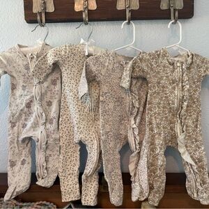 Lot of 4 Jamie Kay 100% Pima Cotton Footed Onesies Size 0-3 Month